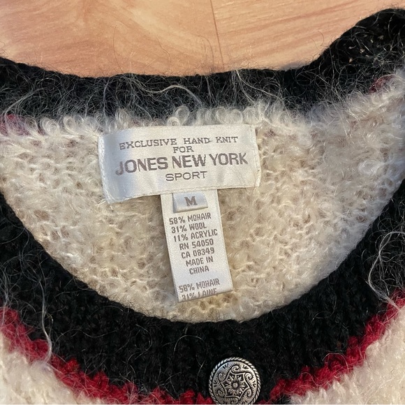 Vintage Jones NY Hand-Knit Mohair/Wool Fuzzy Cozy Cardigan Sweater Size Medium - Picture 12 of 14